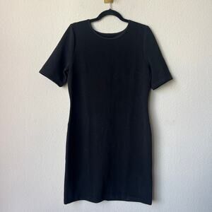 Mario Serrani Black Textured Ribbed Knit Dress Size M